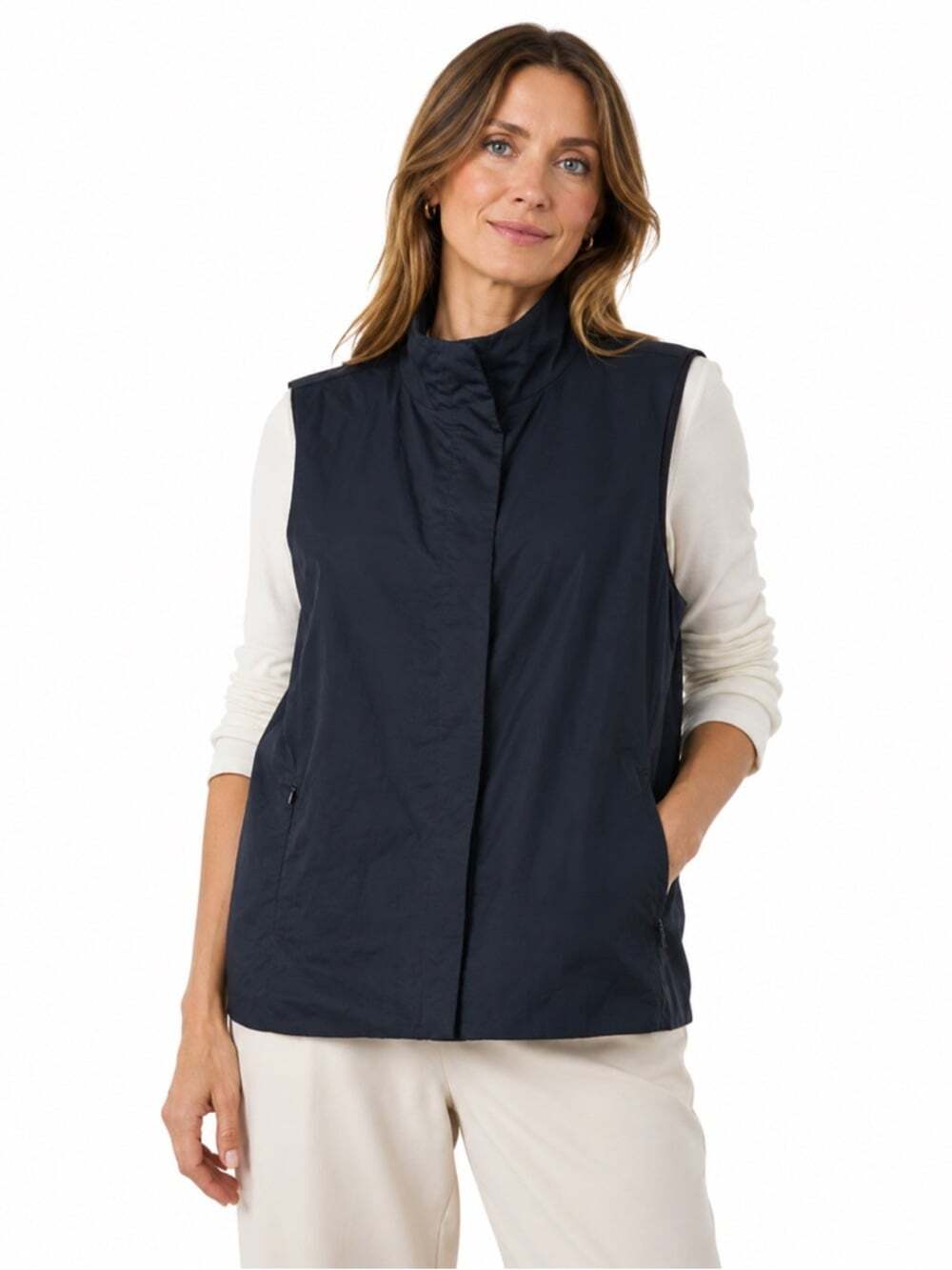 Eileen Fisher Vest Sz S Polar Fleece Lining Snap Closure Winter Layers Gorpcore